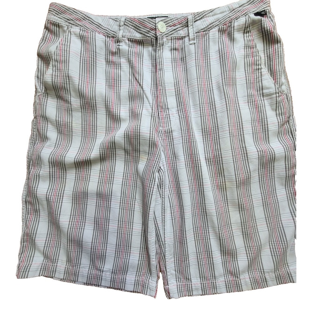 Vans Mens Size 38 Gray & Red‎ Strip Long Shorts 11" Inseam Pockets